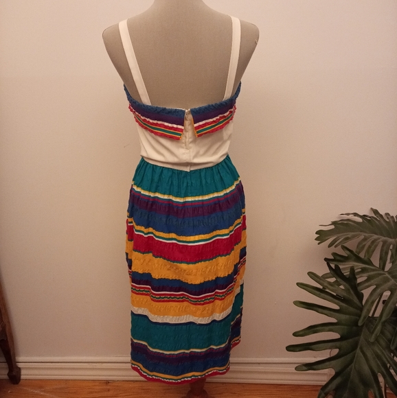 Vintage 80's cotton summer dress size Large - Picture 6 of 8